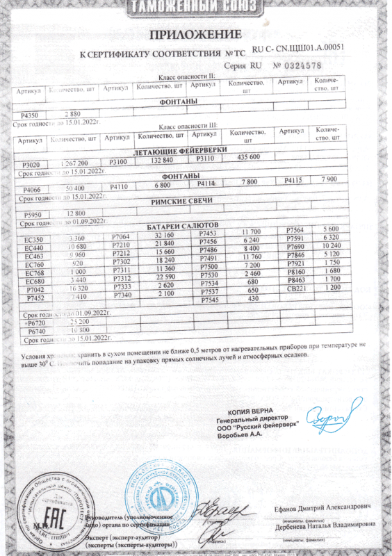 Сертификат соответствия № 0324578  - Снежногорск | snezhnogorsk.salutsklad.ru 