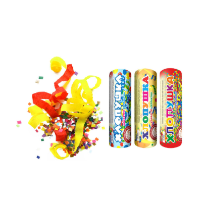 Набор ( 3конф.+3серп.) Набор хлопушек купить в Снежногорске | snezhnogorsk.salutsklad.ru